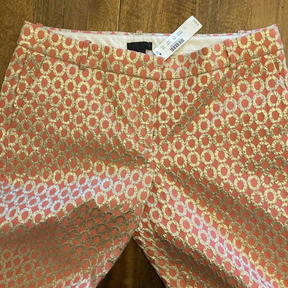 NWT never worn J. Crew Collection cafe capri in gilded dot melon brocade, size 6 - Picture 4 of 10